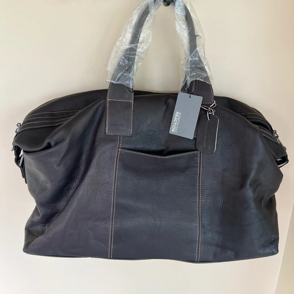 Kenneth Cole Colombian Leather Weekender Duffel - Picture 3 of 5